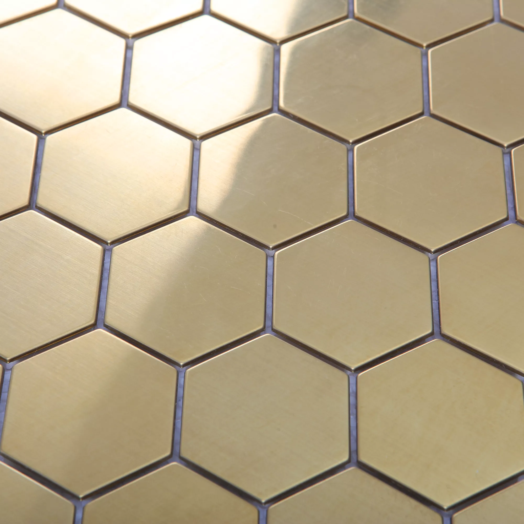 Albena Gold Metal Effect Stainless Steel Mosaic Tile Sheet, (L)300mm (W)300mm 7 Albena Gold Metal Effect Stainless Steel Mosaic Tile Sheet, (L)300mm (W)300mm - Image 5
