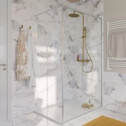 Alvaro White & Gold Gloss Marble Effect Porcelain Wall & Floor Tile, Pack Of 5, (L)600mm (W)300mm -Trade point alvaro white gold gloss marble effect porcelain wall floor tile pack of 5 l 600mm w 300mm5063022022509 01i