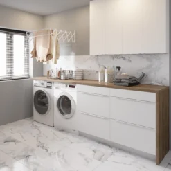 Alvaro White & Gold Gloss Marble Effect Porcelain Wall & Floor Tile, Pack Of 5, (L)600mm (W)300mm