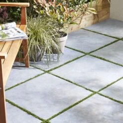 Anthracite Matt Stone Effect Porcelain Outdoor Floor Tile, Pack Of 2, (L)600mm (W)600mm