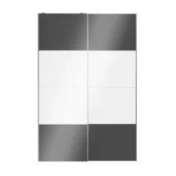 Atomia Anthracite & White High Gloss 2 Door Sliding Wardrobe Door Kit (H)2250mm (W)1500mm