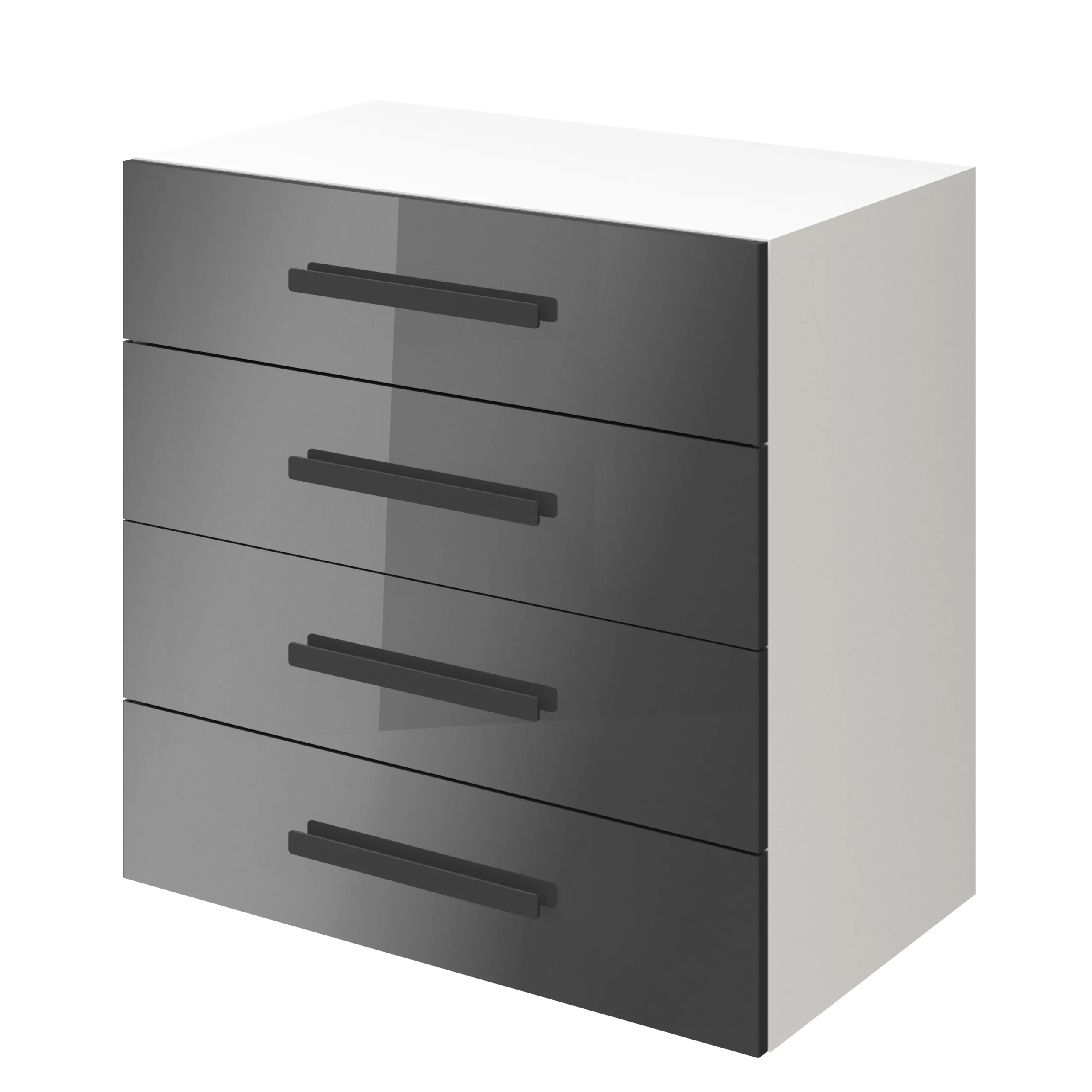 Atomia Freestanding Gloss Anthracite & White 4 Drawer Single Chest Of Drawers (H)750mm (W)750mm (D)450mm 4 Atomia Freestanding Gloss Anthracite & White 4 Drawer Single Chest Of Drawers (H)750mm (W)750mm (D)450mm - Image 2