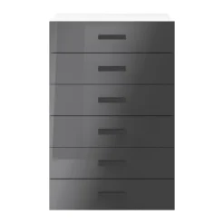 Atomia Freestanding Gloss Anthracite & White Chipboard 6 Drawer Single Chest Of Drawers, Pack Of 1 (H)1125mm (W)750mm (D)450mm