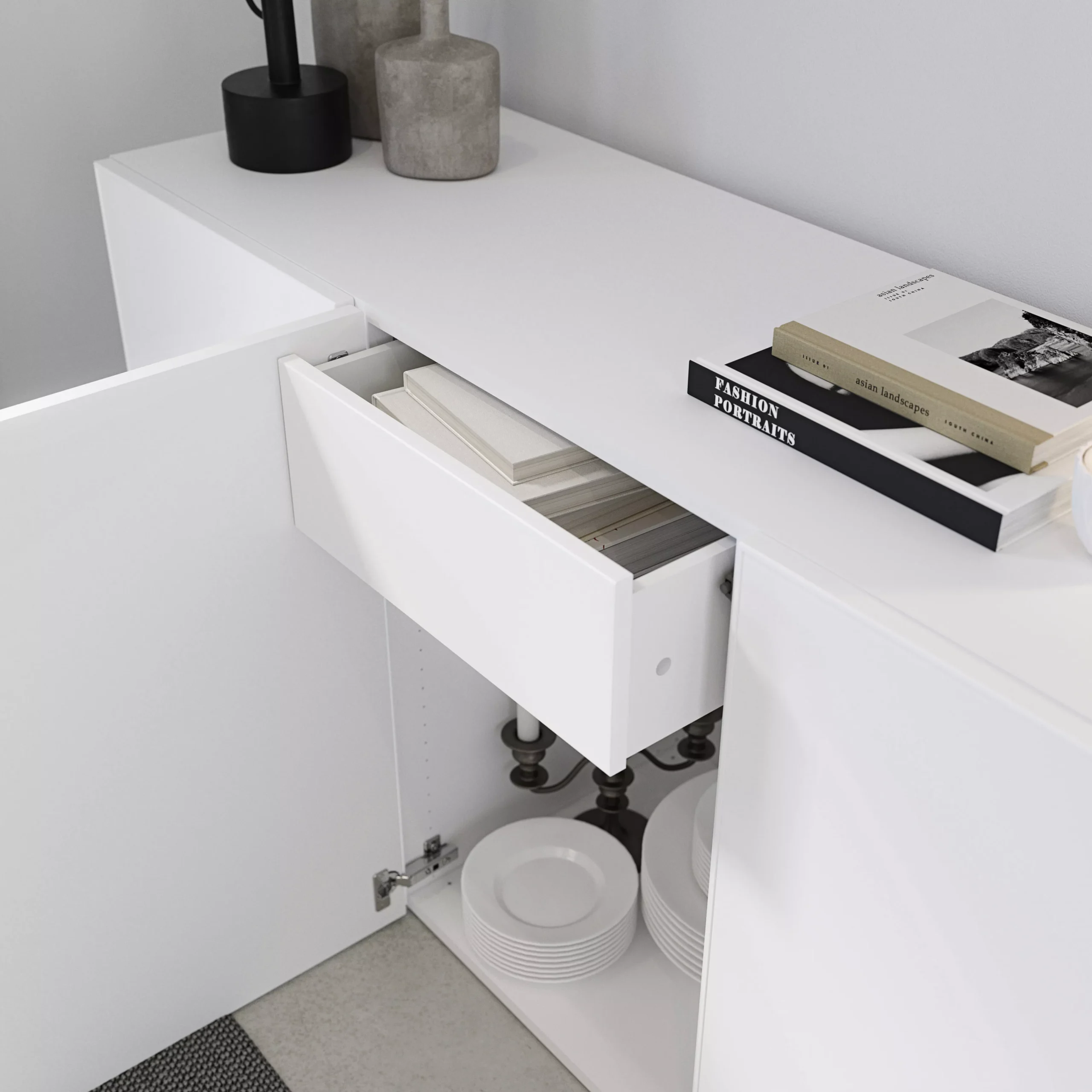 Atomia Freestanding Matt White Chipboard 3 Door 1 Drawer Sideboard (H)750mm (W)1500mm (D)450mm 7 Atomia Freestanding Matt White Chipboard 3 Door 1 Drawer Sideboard (H)750mm (W)1500mm (D)450mm - Image 5