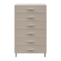 Atomia Freestanding Matt White Oak Effect 6 Drawer Single Chest Of Drawers (H)1125mm (W)750mm (D)450mm