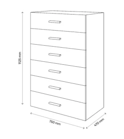 Atomia Freestanding Oak Effect 6 Drawer Single Chest Of Drawers (H)1125mm (W)750mm (D)470mm -Trade point atomia freestanding oak effect 6 drawer single chest of drawers h 1125mm w 750mm d 470mm5059340102559 01t