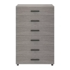 Atomia Matt Grey Oak Effect Chipboard, Plastic & Steel 6 Drawer Chest Of Drawers, Set Of 1 (H)1125mm (W)750mm (D)450mm