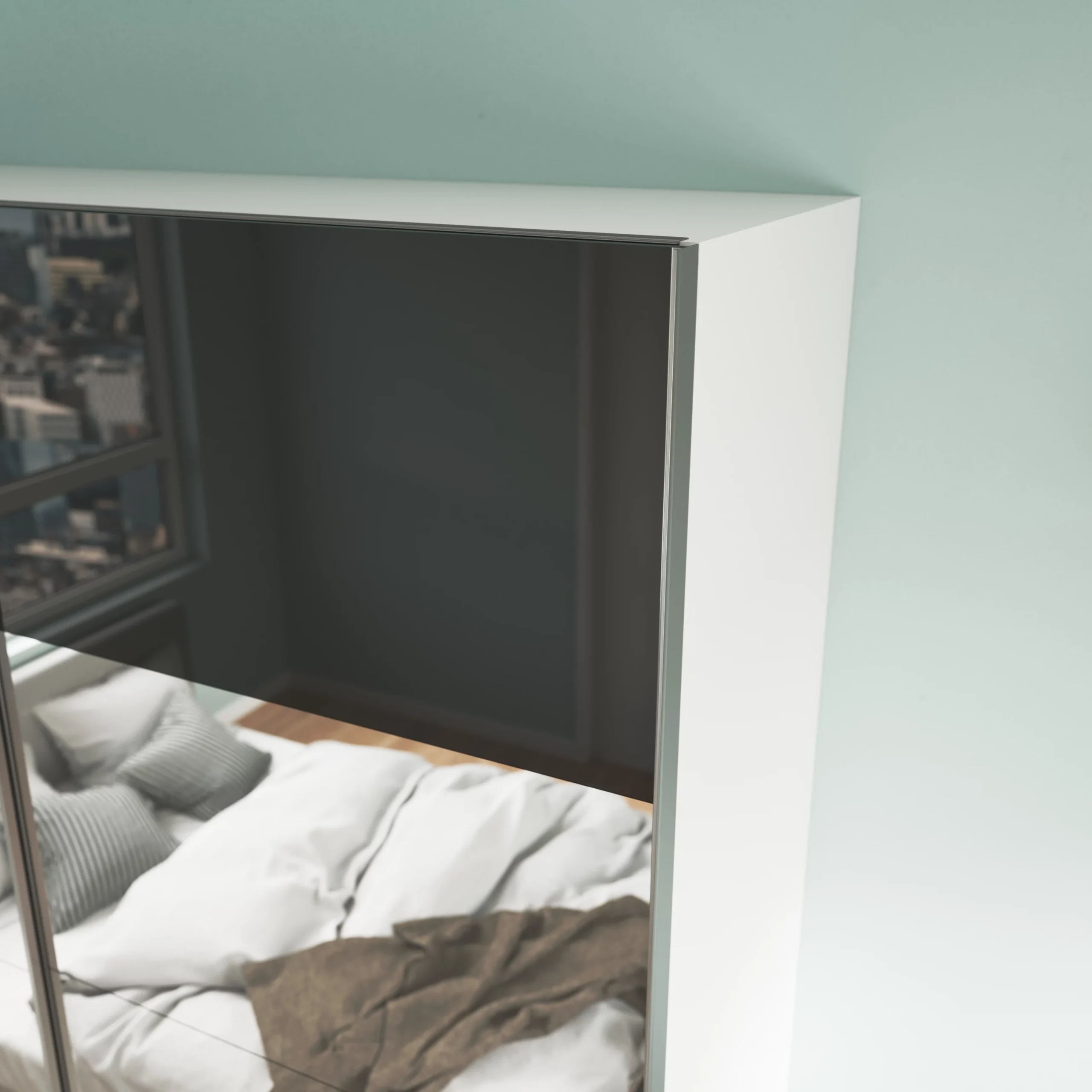 Atomia Mirrored Anthracite High Gloss 2 Door Sliding Wardrobe Door Kit (H)2250mm (W)2000mm 8 Atomia Mirrored Anthracite High Gloss 2 Door Sliding Wardrobe Door Kit (H)2250mm (W)2000mm - Image 6