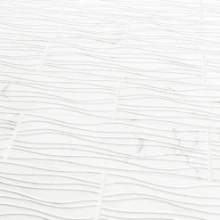 Elegance White 3D Decor Marble Effect Ceramic Tile, Pack Of 7, (L)600mm (W)200mm