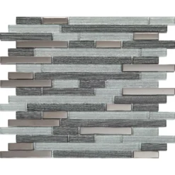 Foxe Grey Muretto Glass & Stainless Steel Mosaic Tile Sheet, (L)300mm (W)300mm -Trade point foxe grey muretto glass stainless steel mosaic tile sheet l 300mm w 300mm5036581068349 02c