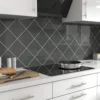 Glina Anthracite Gloss Ceramic Wall Tile, Pack Of 40, (L)150mm (W)150mm