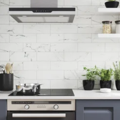 Glina White Gloss Patterned Ceramic Wall Tile, Pack Of 34, (L)297mm (W)97mm