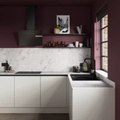 GoodHome 12mm Nepeta Matt White Marble Effect Paper & Resin Square Edge Kitchen Worktop, (L)3000mm -Trade point goodhome 12mm nepeta matt white marble effect paper resin square edge kitchen worktop l 3000mm5059340442747 07i
