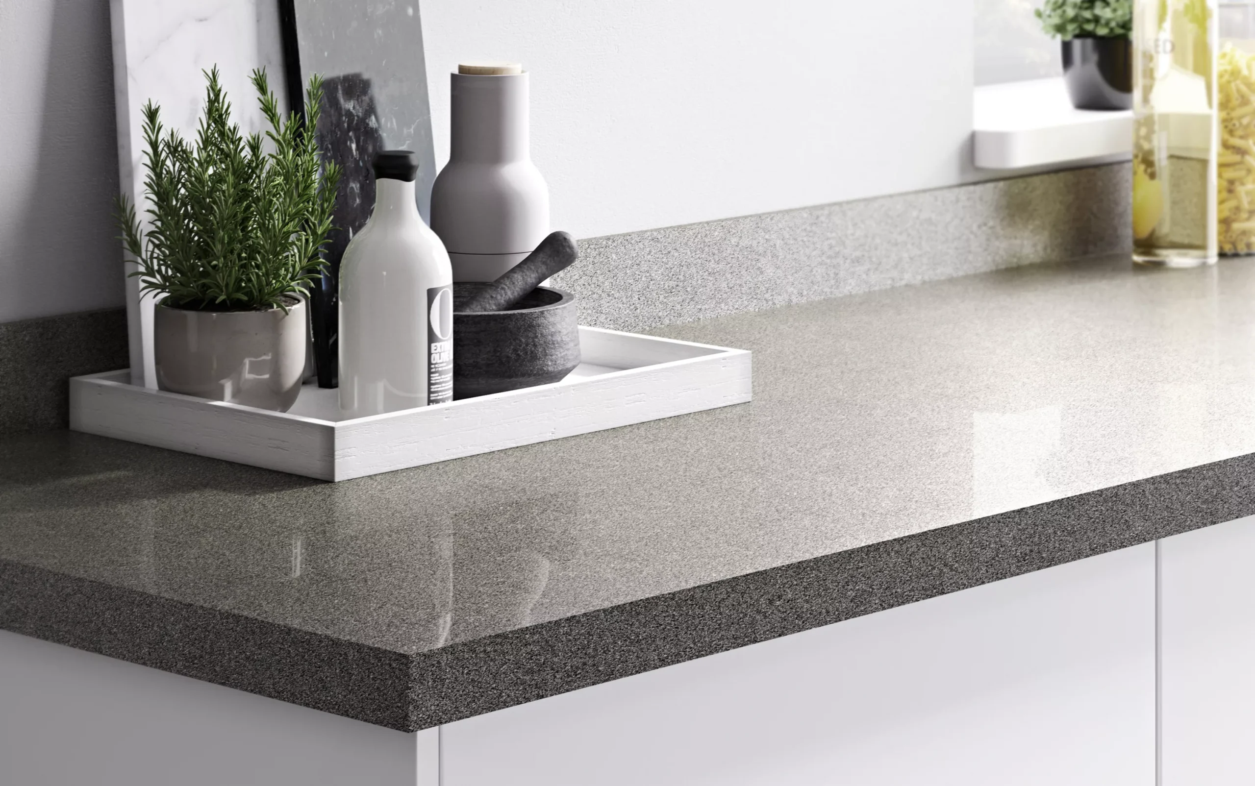 GoodHome 38mm Berberis Gloss Grey Glitter Effect Laminate & Particle Board Square Edge Kitchen Breakfast Bar, (L)2000mm 7 GoodHome 38mm Berberis Gloss Grey Glitter Effect Laminate & Particle Board Square Edge Kitchen Breakfast Bar, (L)2000mm - Image 5