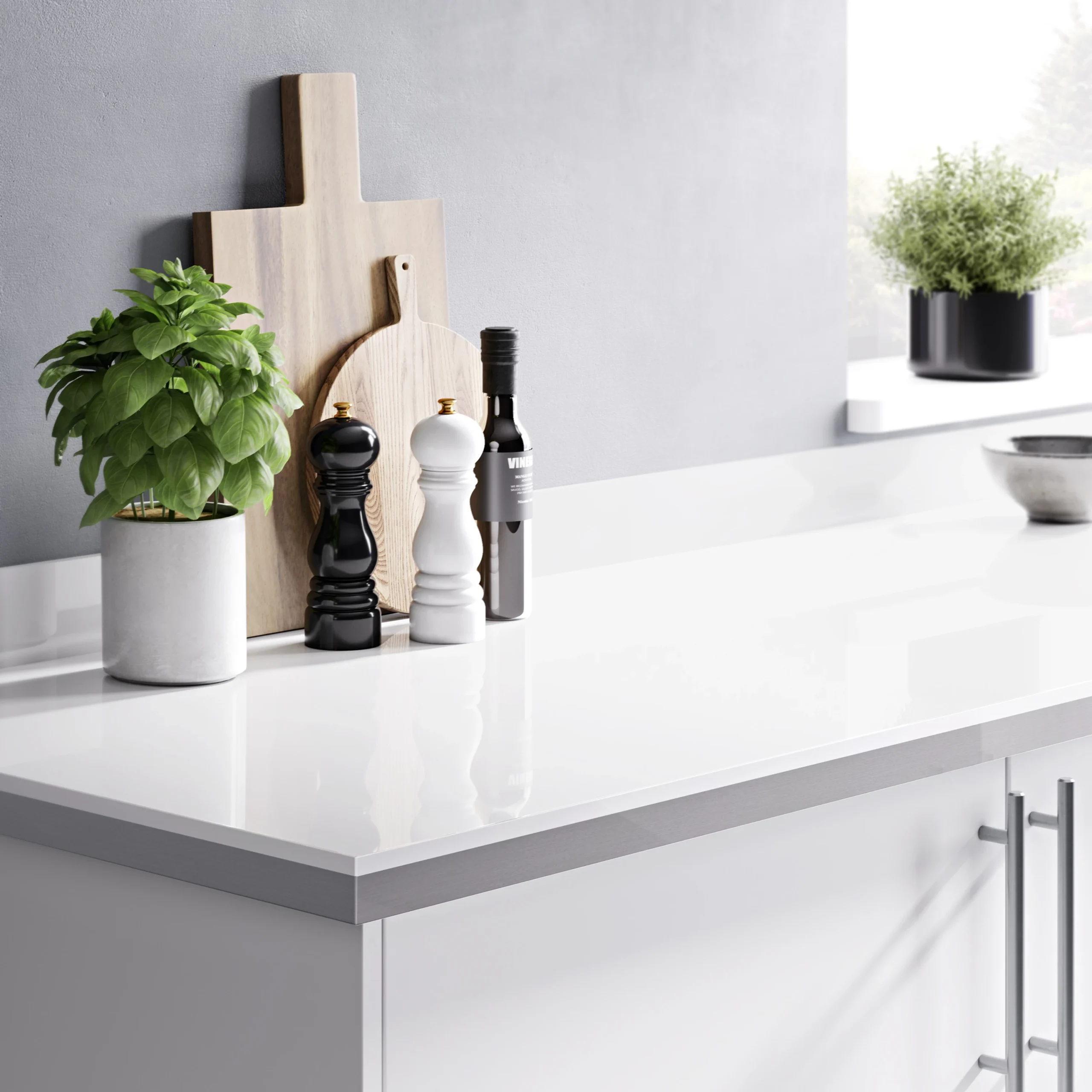 GoodHome 38mm Berberis Gloss Mirror Gloss White Chipboard & Laminate Square Edge Kitchen Worktop, (L)3000mm 5 GoodHome 38mm Berberis Gloss Mirror Gloss White Chipboard & Laminate Square Edge Kitchen Worktop, (L)3000mm - Image 3