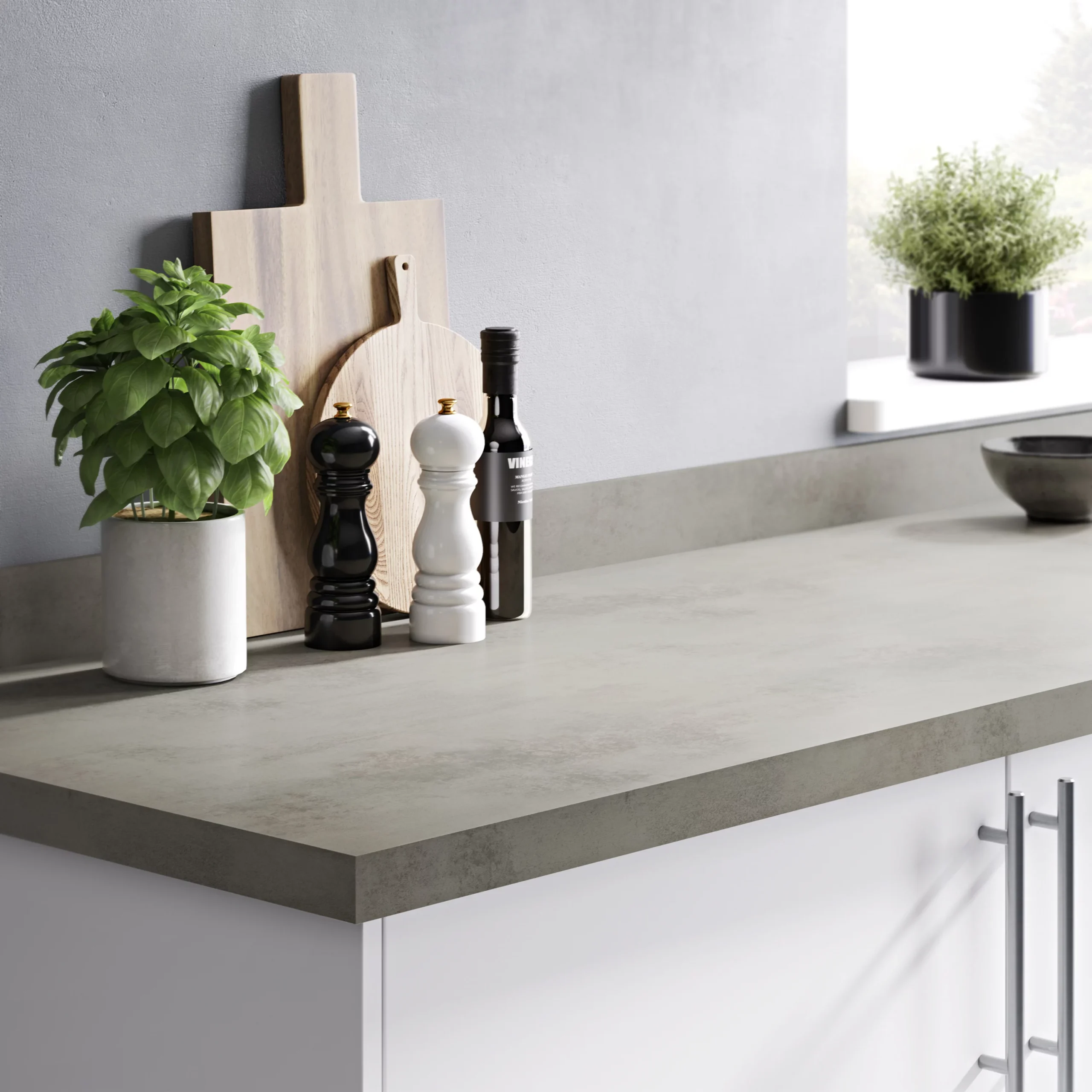 GoodHome 38mm Kala Matt Grey Concrete Effect Laminate & Particle Board Square Edge Kitchen Breakfast Bar, (L)2000mm 6 GoodHome 38mm Kala Matt Grey Concrete Effect Laminate & Particle Board Square Edge Kitchen Breakfast Bar, (L)2000mm - Image 4