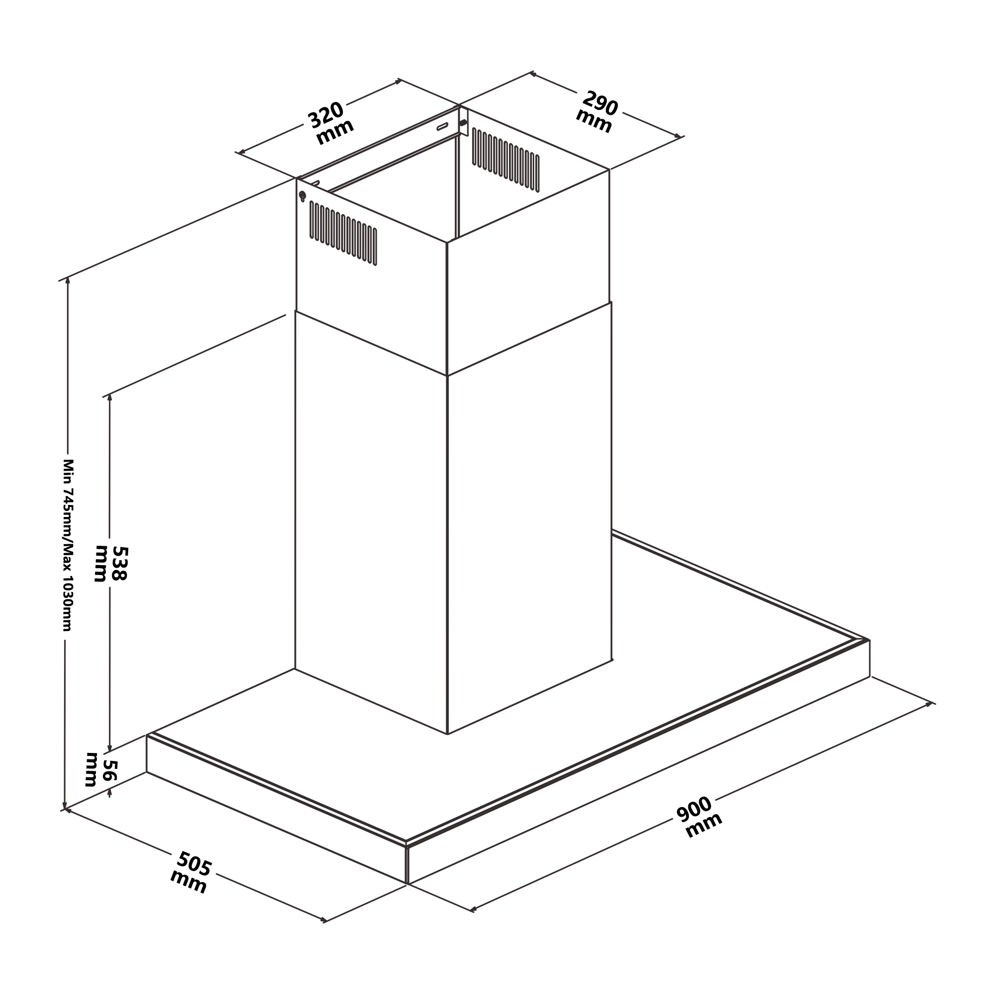 GoodHome AirSensor GHBH90ASBL Glass Box Cooker Hood (W)90cm 9 GoodHome AirSensor GHBH90ASBL Glass Box Cooker Hood (W)90cm - Image 7