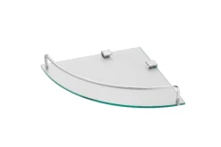 GoodHome Alessano Polished Silver Effect Steel & Tempered Glass Wall-mounted Bathroom Corner Shelf, (L)255mm (H) 48mm