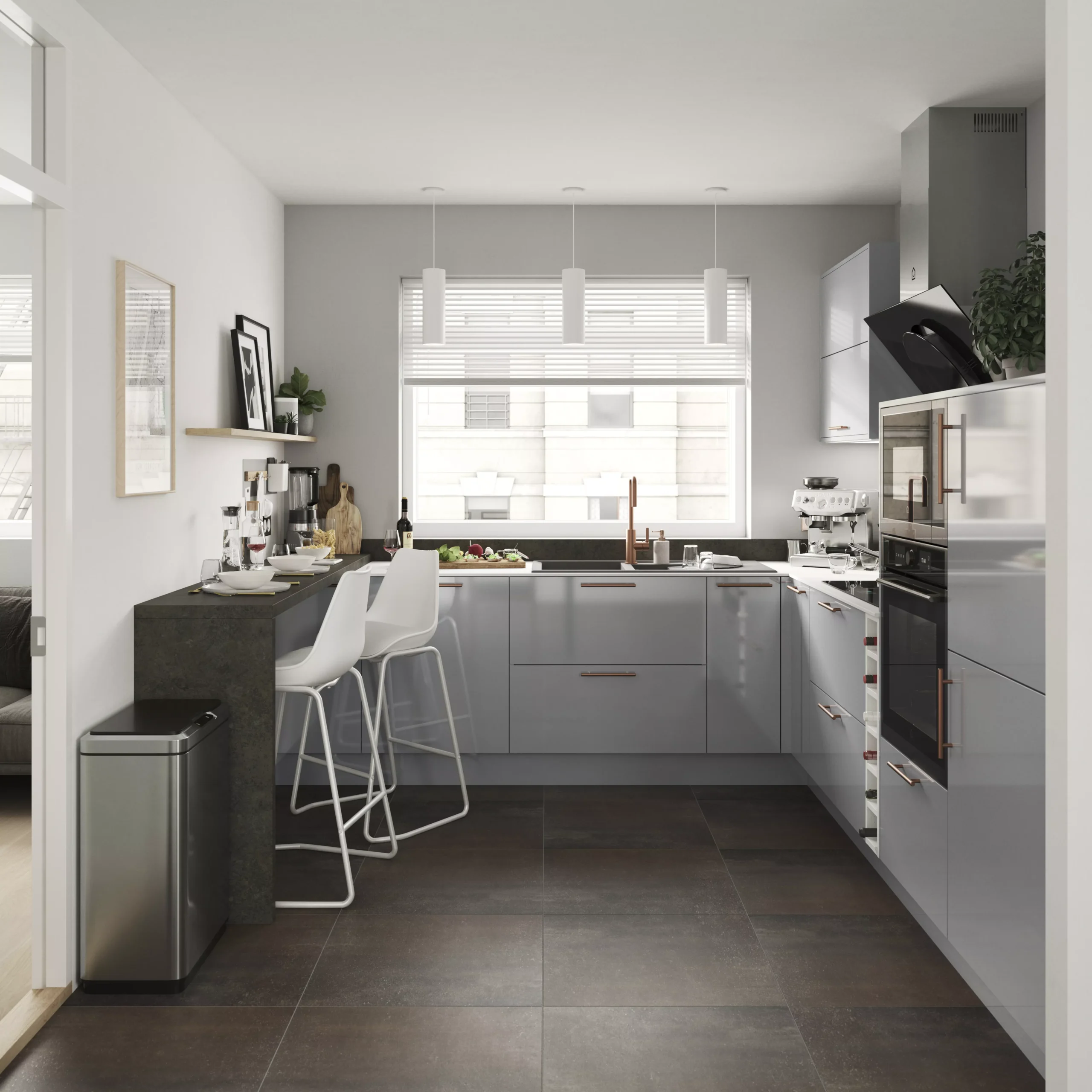 GoodHome Alisma High Gloss Grey Slab Standard Wall Clad On End Panel (H)960mm (W)360mm 8 GoodHome Alisma High Gloss Grey Slab Standard Wall Clad On End Panel (H)960mm (W)360mm - Image 6