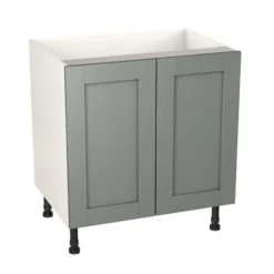 GoodHome Alpinia Matt Green Painted Wood Effect Shaker Base Kitchen Cabinet (W)1000mm (H)720mm