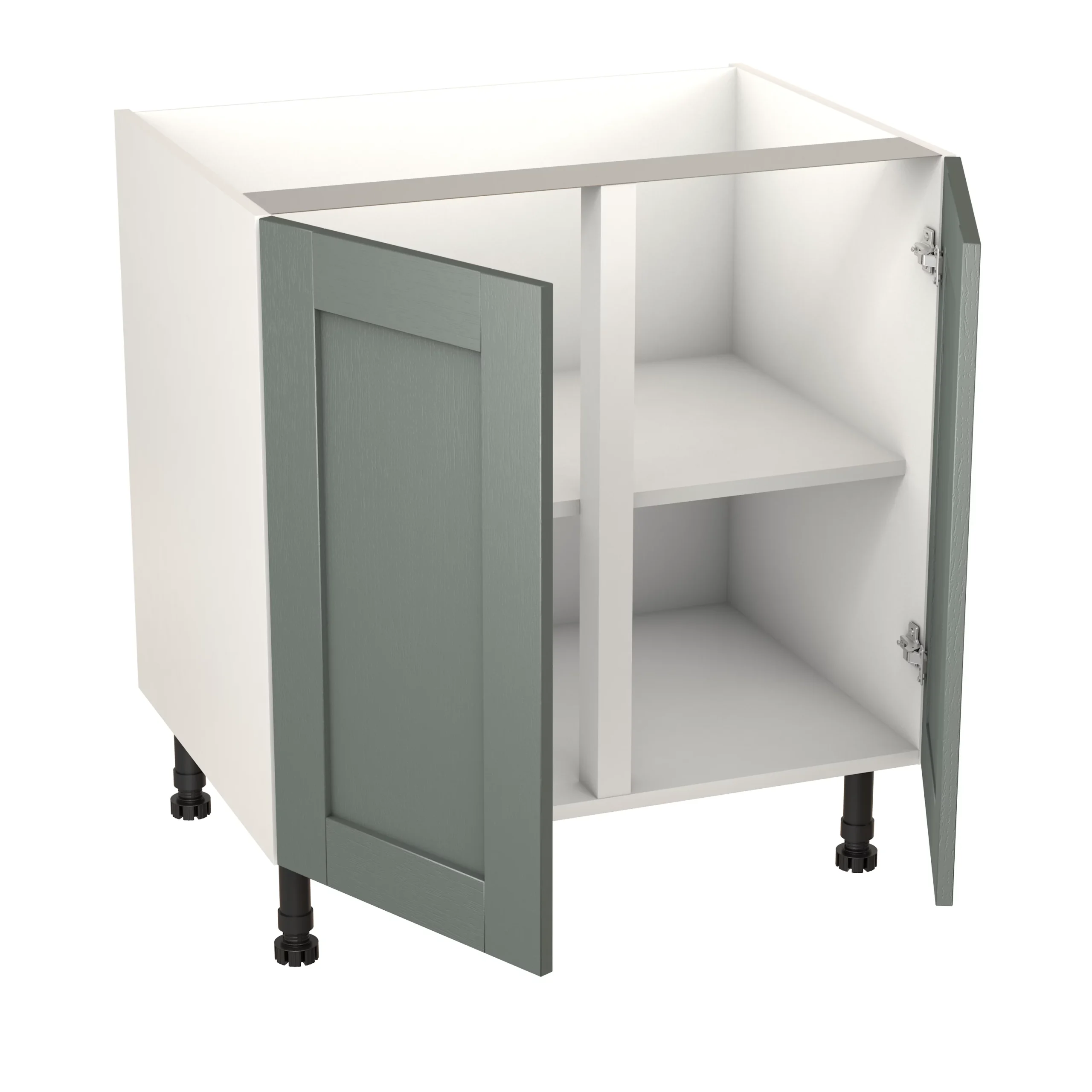 GoodHome Alpinia Matt Green Painted Wood Effect Shaker Base Kitchen Cabinet (W)1000mm (H)720mm 4 GoodHome Alpinia Matt Green Painted Wood Effect Shaker Base Kitchen Cabinet (W)1000mm (H)720mm - Image 2