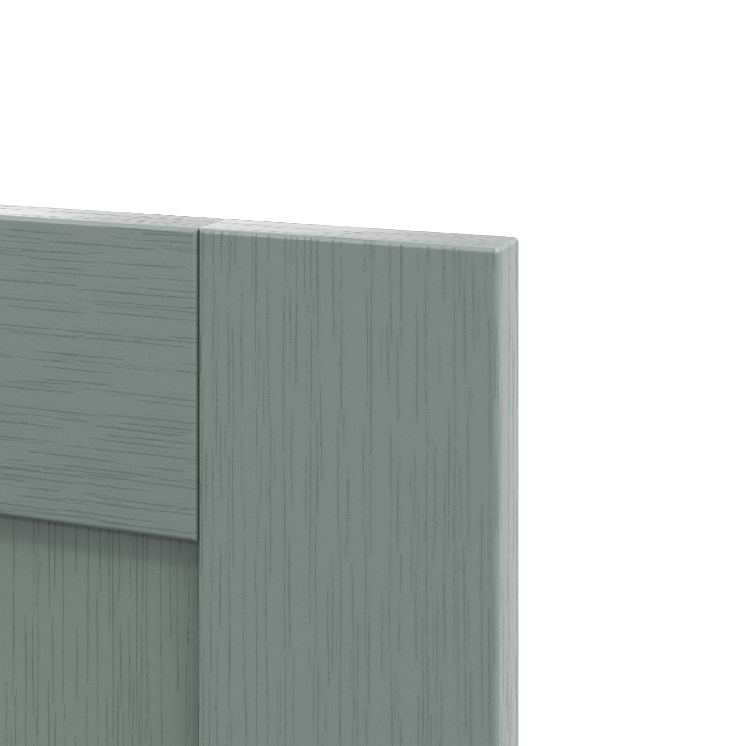 GoodHome Alpinia Matt Green Painted Wood Effect Shaker Tall Wall Cabinet Door (W)600mm (H)895mm (T)18mm 5 GoodHome Alpinia Matt Green Painted Wood Effect Shaker Tall Wall Cabinet Door (W)600mm (H)895mm (T)18mm - Image 3