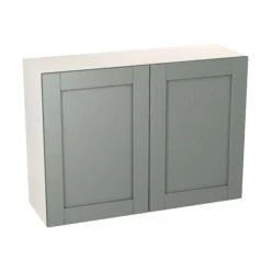 GoodHome Alpinia Matt Green Painted Wood Effect Shaker Wall Kitchen Cabinet (W)1000mm (H)720mm
