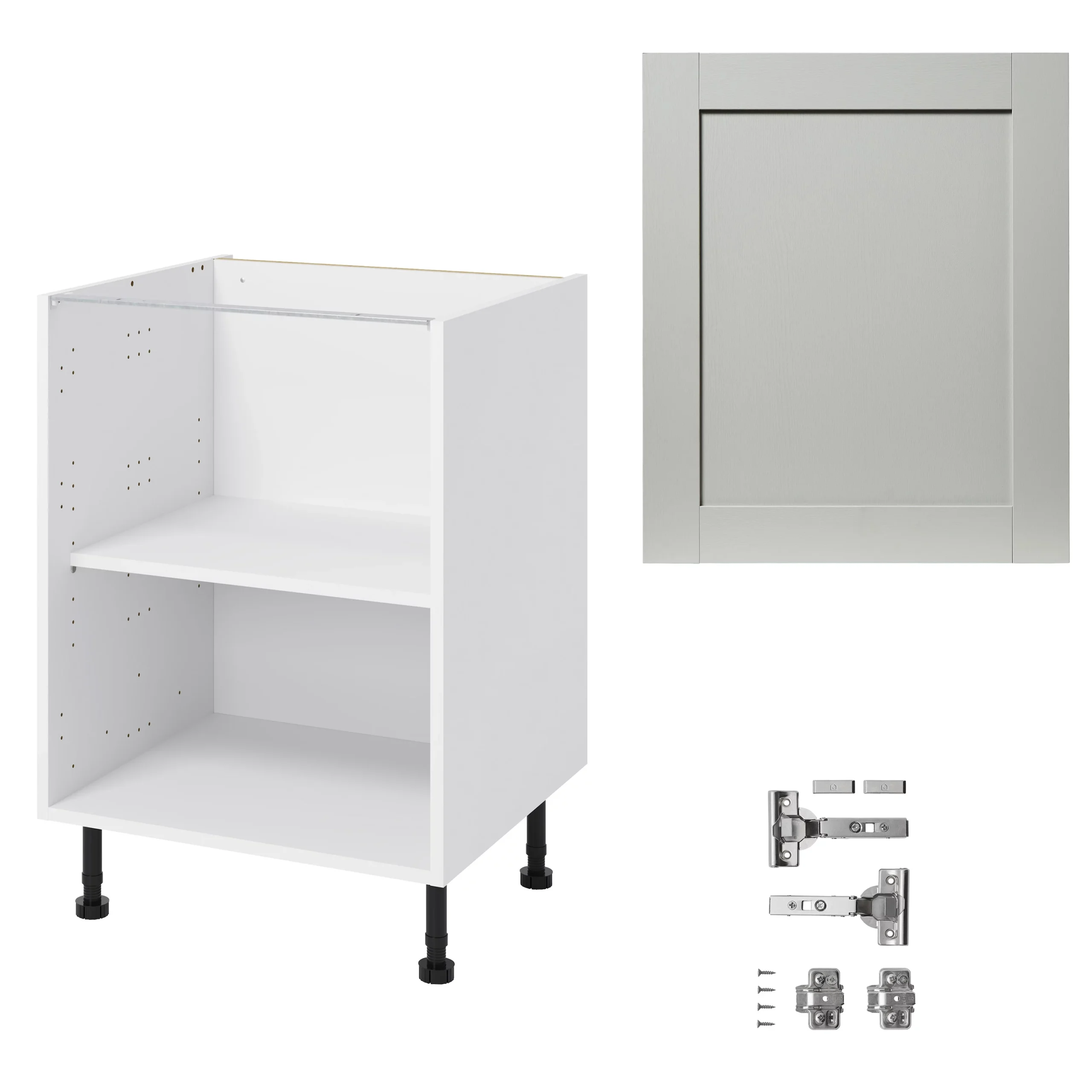 GoodHome Alpinia Matt Grey Painted Wood Effect Shaker Base Kitchen Cabinet (W)600mm (H)720mm 5 GoodHome Alpinia Matt Grey Painted Wood Effect Shaker Base Kitchen Cabinet (W)600mm (H)720mm - Image 3