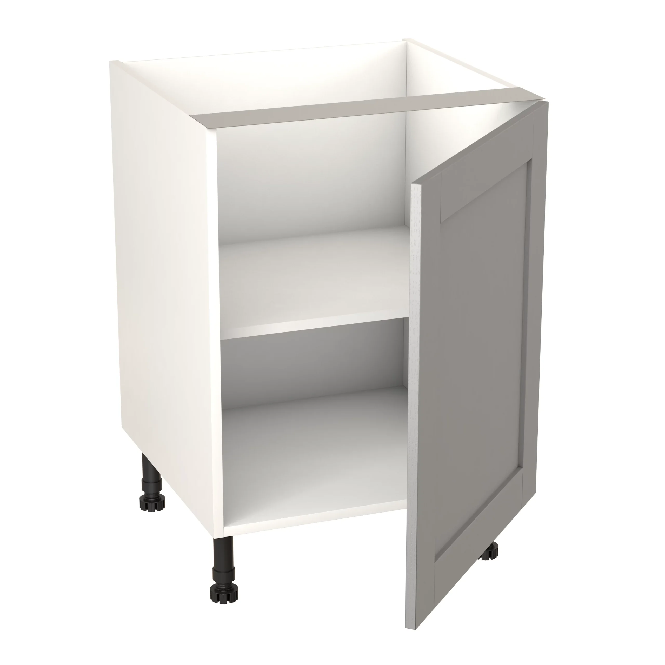 GoodHome Alpinia Matt Grey Painted Wood Effect Shaker Base Kitchen Cabinet (W)600mm (H)720mm 4 GoodHome Alpinia Matt Grey Painted Wood Effect Shaker Base Kitchen Cabinet (W)600mm (H)720mm - Image 2