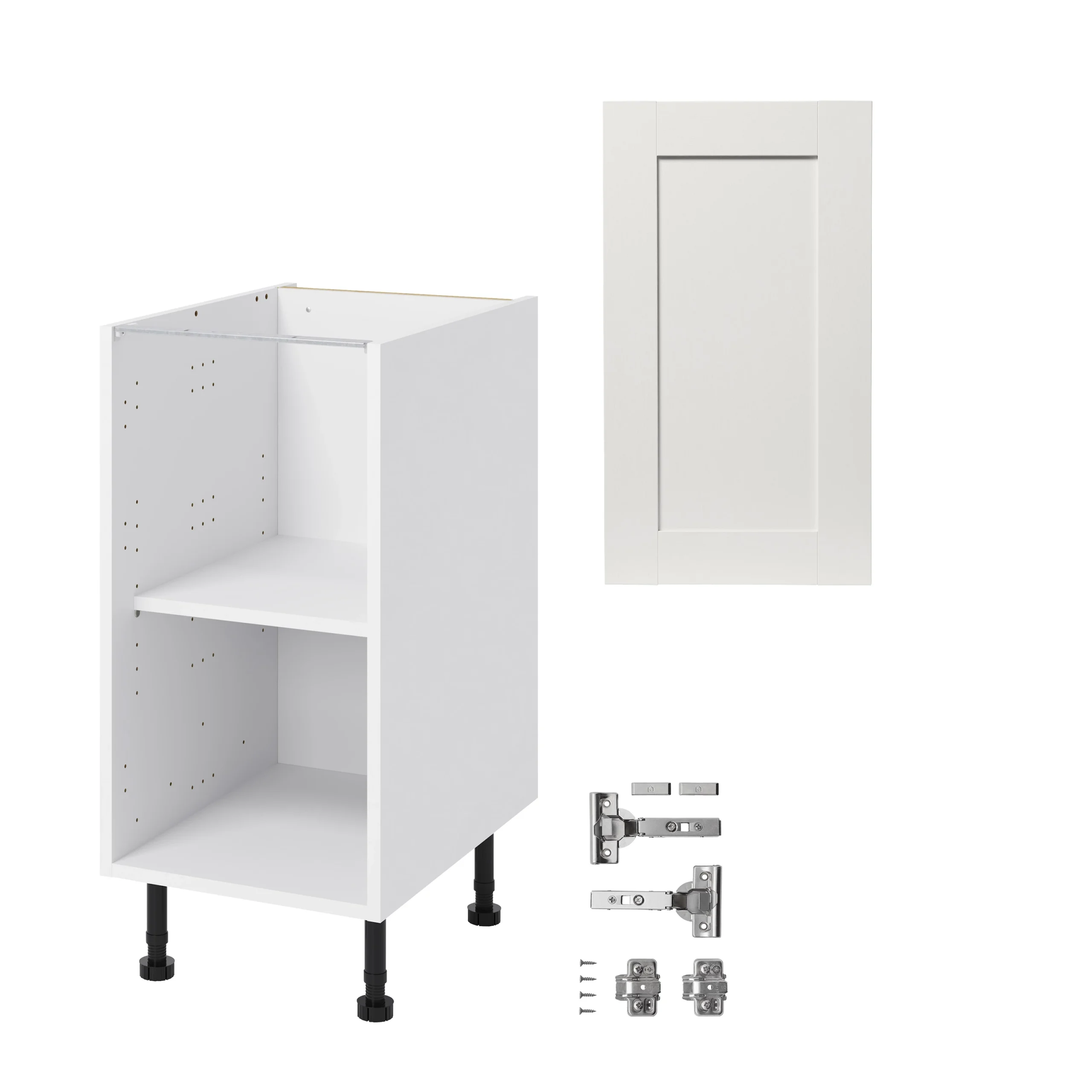 GoodHome Alpinia Matt Ivory Painted Wood Effect Shaker Base Kitchen Cabinet (W)400mm (H)720mm 5 GoodHome Alpinia Matt Ivory Painted Wood Effect Shaker Base Kitchen Cabinet (W)400mm (H)720mm - Image 3