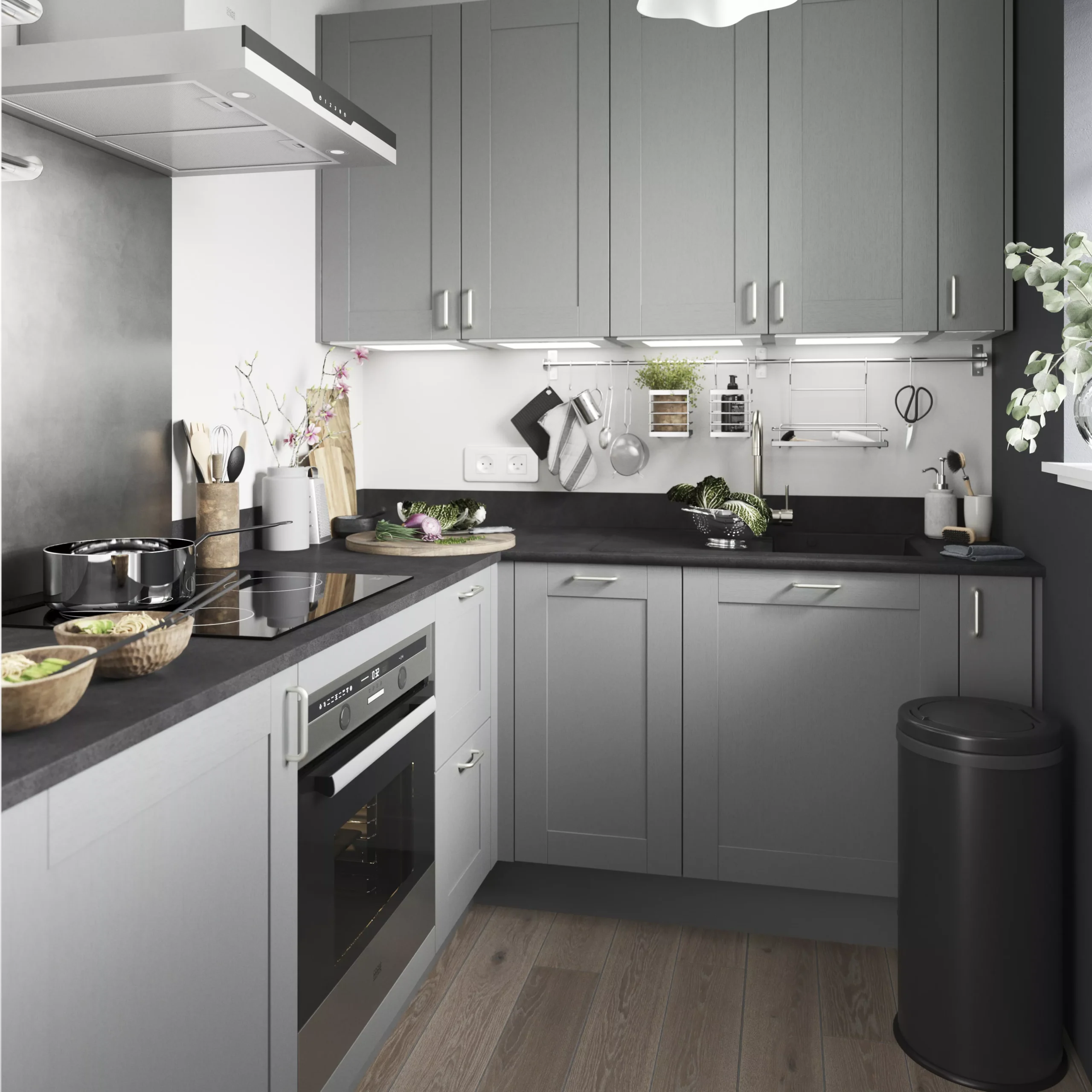 GoodHome Alpinia Matt Slate Grey Painted Wood Effect Shaker Highline Cabinet Door (W)300mm (H)715mm (T)18mm 6 GoodHome Alpinia Matt Slate Grey Painted Wood Effect Shaker Highline Cabinet Door (W)300mm (H)715mm (T)18mm - Image 4