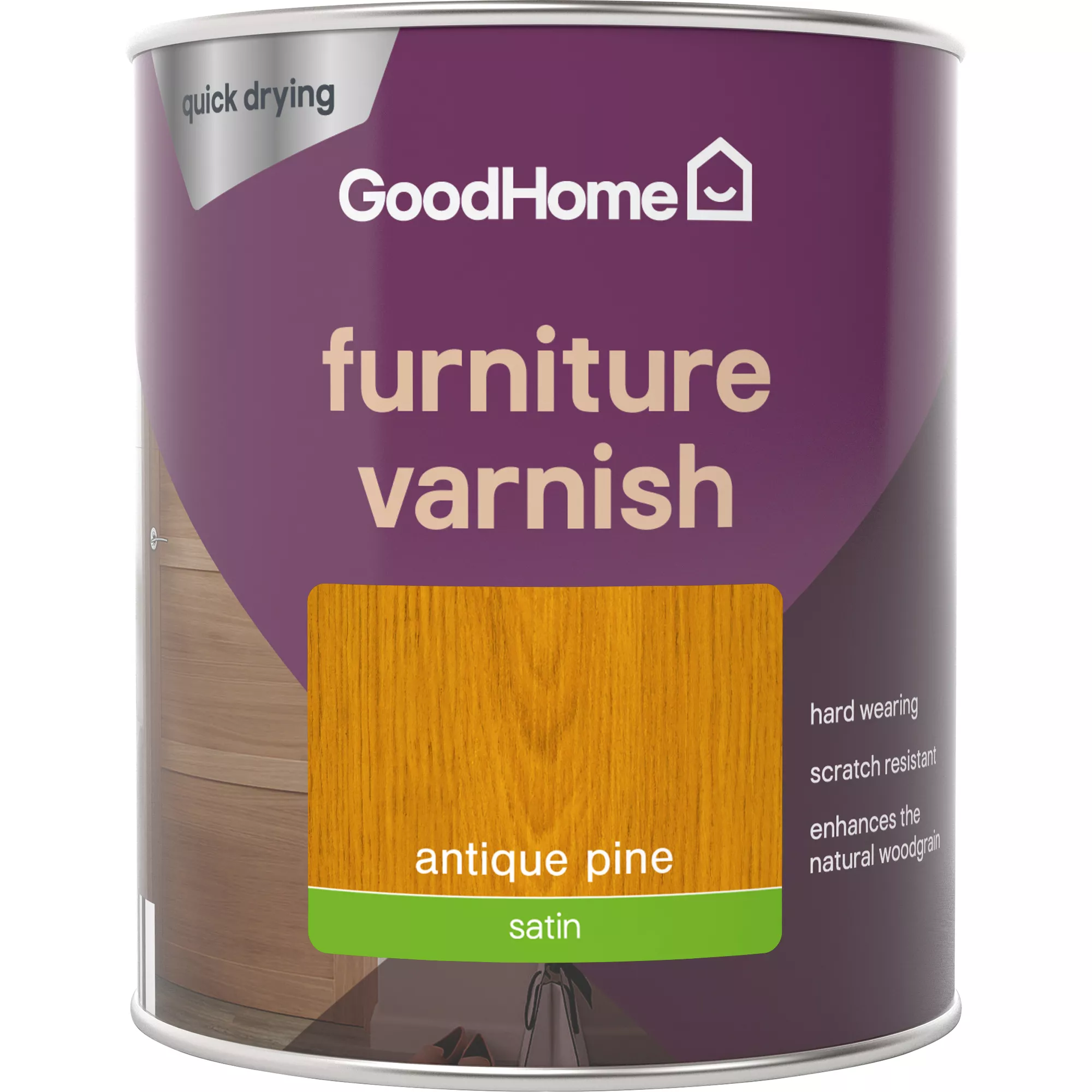 GoodHome Antique Pine Satin Multi-surface Furniture Wood Varnish, 750ml 4 GoodHome Antique Pine Satin Multi-surface Furniture Wood Varnish, 750ml - Image 2