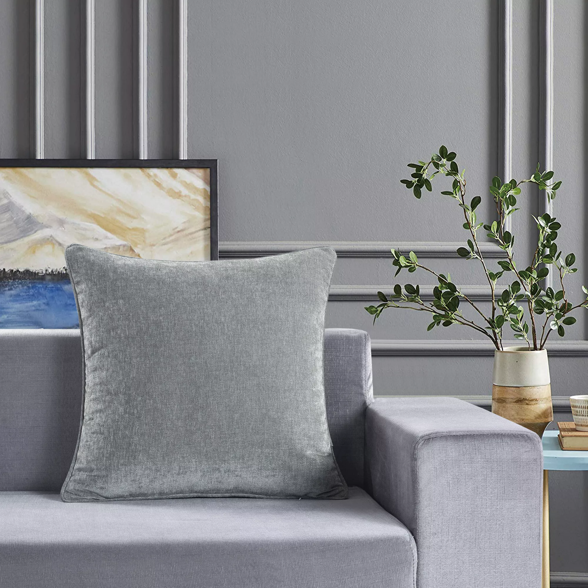 GoodHome Arntzen Grey Plain Indoor Cushion (L)55cm X (W)55cm 4 GoodHome Arntzen Grey Plain Indoor Cushion (L)55cm X (W)55cm - Image 2