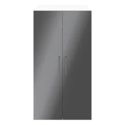 GoodHome Atomia Freestanding Gloss Anthracite & White 2 Door Double Wardrobe (H)1875mm (W)1000mm (D)580mm