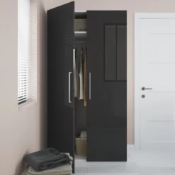 GoodHome Atomia Freestanding Gloss & Matt White & Anthracite 2 Door Large Double Wardrobe (H)1929mm (W)1000mm (D)596mm 12 GoodHome Atomia Freestanding Gloss & Matt White & Anthracite 2 Door Large Double Wardrobe (H)1929mm (W)1000mm (D)596mm -Trade point goodhome atomia freestanding gloss matt white anthracite 2 door large double wardrobe h 1929mm w 1000mm d 596mm5059340518268 02i