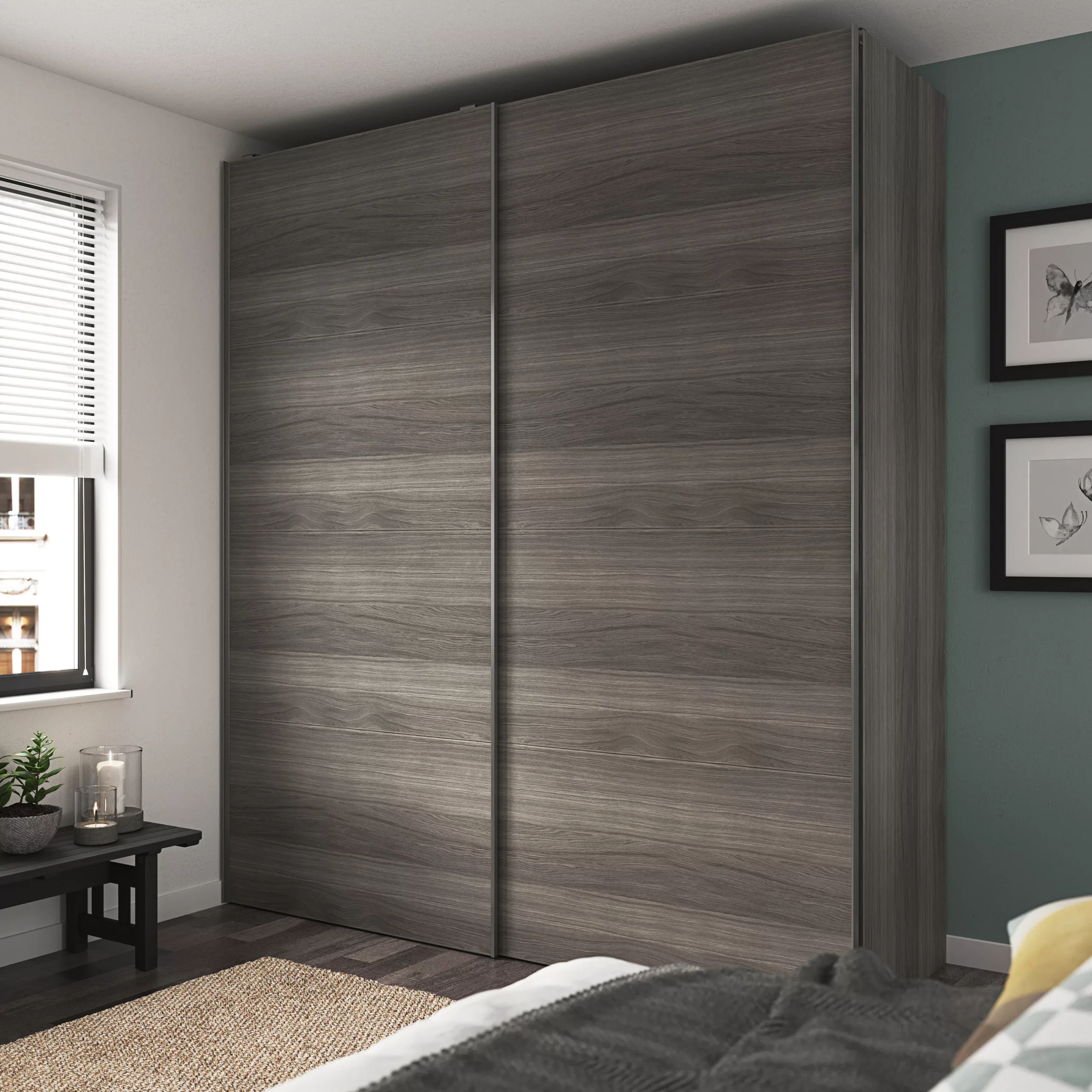 GoodHome Atomia Freestanding Grey Oak Effect Medium Double Sliding Door Wardrobe (H)2250mm (W)1500mm (D)635mm 7 GoodHome Atomia Freestanding Grey Oak Effect Medium Double Sliding Door Wardrobe (H)2250mm (W)1500mm (D)635mm - Image 5