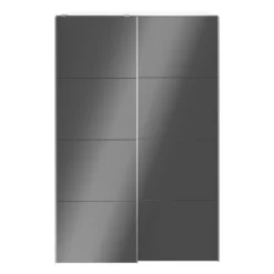 GoodHome Atomia Freestanding High Gloss White & Anthracite 2 Door Large Double Sliding Door Wardrobe (H)2250mm (W)1500mm (D)635mm