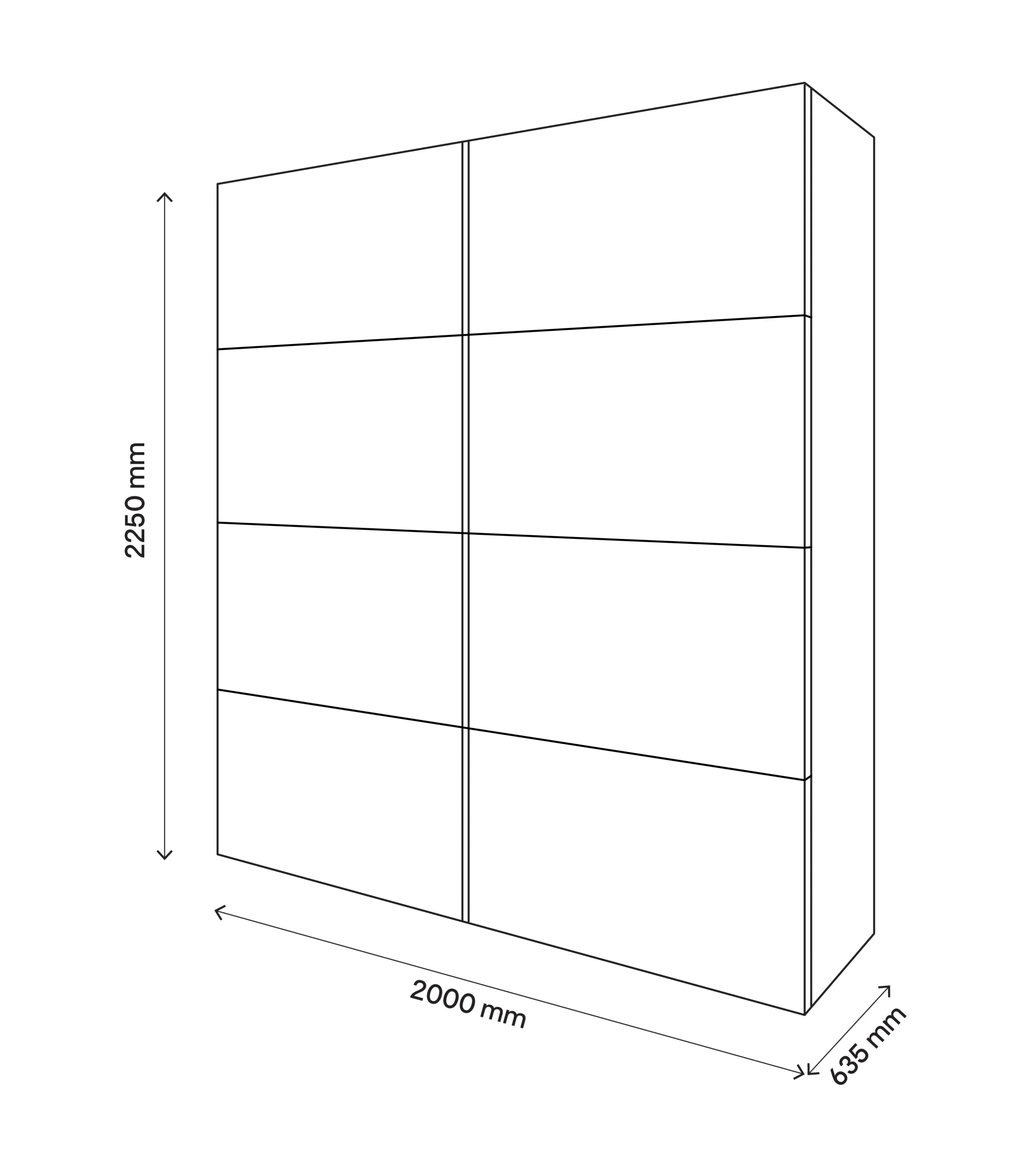 GoodHome Atomia Freestanding High Gloss White & Anthracite 2 Door Large Double Sliding Door Wardrobe (H)2250mm (W)2000mm (D)635mm 7 GoodHome Atomia Freestanding High Gloss White & Anthracite 2 Door Large Double Sliding Door Wardrobe (H)2250mm (W)2000mm (D)635mm - Image 5