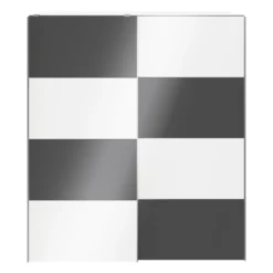 GoodHome Atomia Freestanding High Gloss White & Anthracite 2 Door Large Double Sliding Door Wardrobe (H)2250mm (W)2000mm (D)635mm