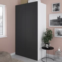 GoodHome Atomia Freestanding Matt Anthracite & White 2 Door Medium Wardrobe (D)580mm 13 GoodHome Atomia Freestanding Matt Anthracite & White 2 Door Medium Wardrobe (D)580mm -Trade point goodhome atomia freestanding matt anthracite white 2 door medium wardrobe d 580mm5059340103044 01i