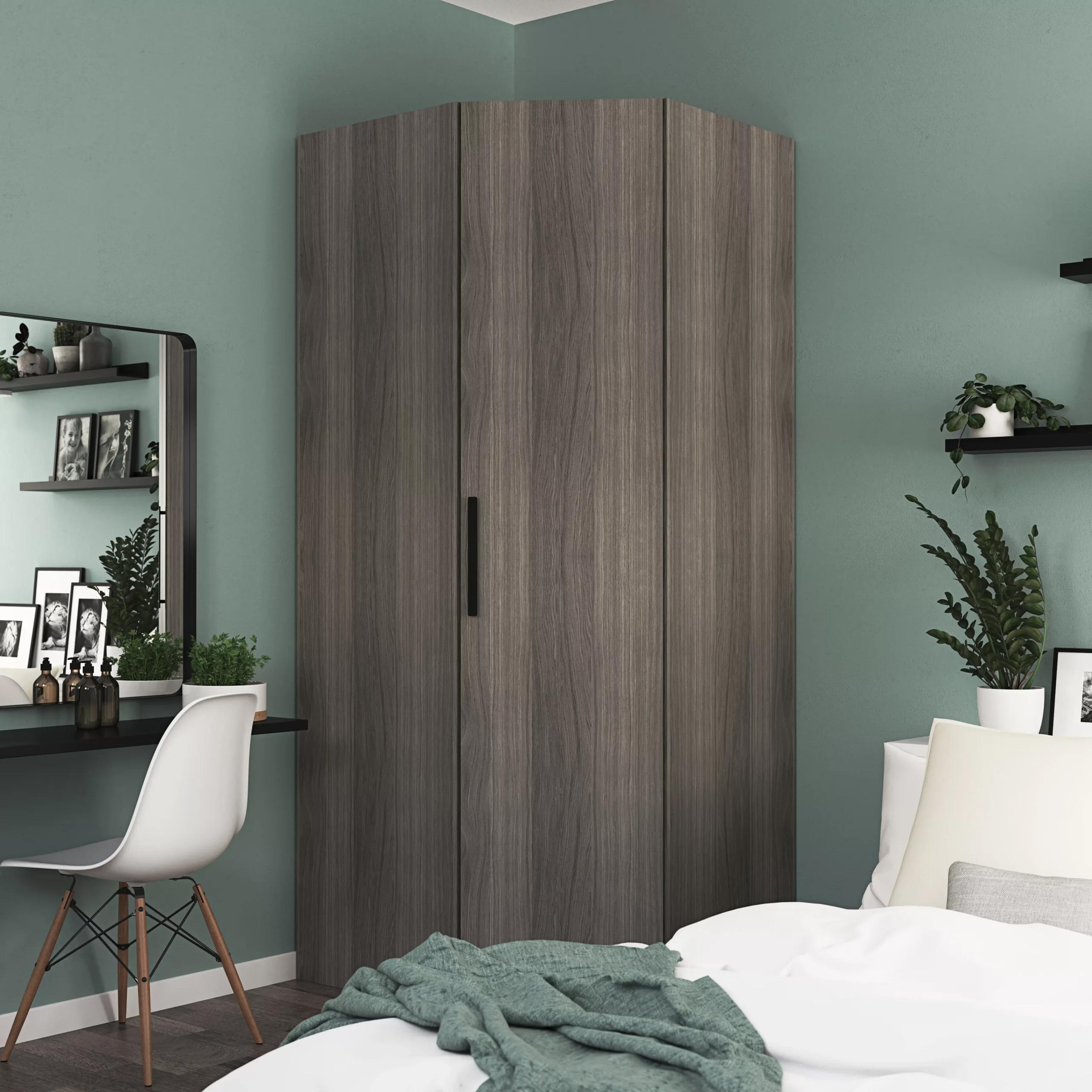 GoodHome Atomia Freestanding Matt Grey Oak Effect 1 Door Large Corner Wardrobe (W)1300mm (D)580mm 7 GoodHome Atomia Freestanding Matt Grey Oak Effect 1 Door Large Corner Wardrobe (W)1300mm (D)580mm - Image 5