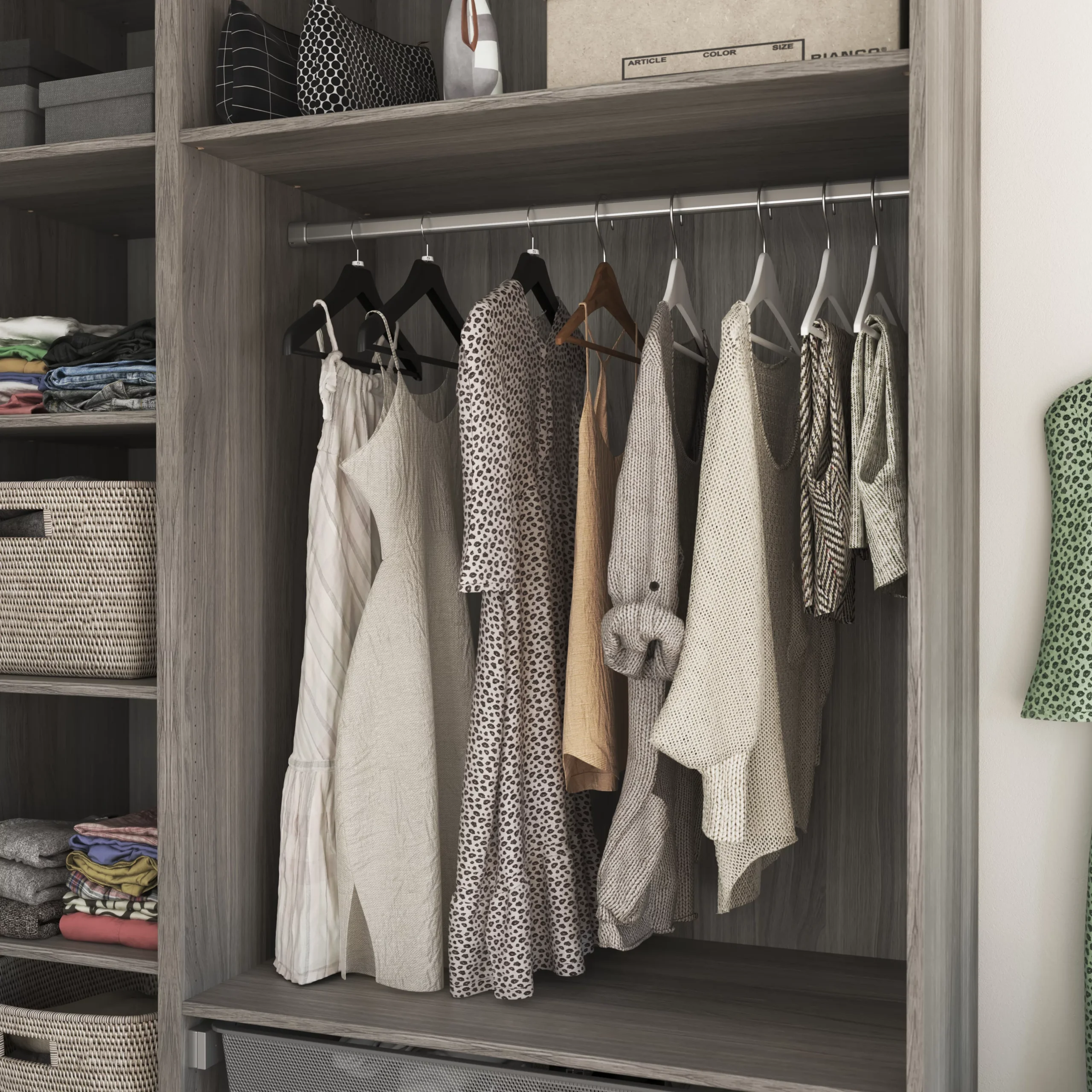 GoodHome Atomia Freestanding Matt Grey Oak Effect 3 Door Triple Wardrobe (H)2250mm (W)1000mm (D)580mm 9 GoodHome Atomia Freestanding Matt Grey Oak Effect 3 Door Triple Wardrobe (H)2250mm (W)1000mm (D)580mm - Image 7