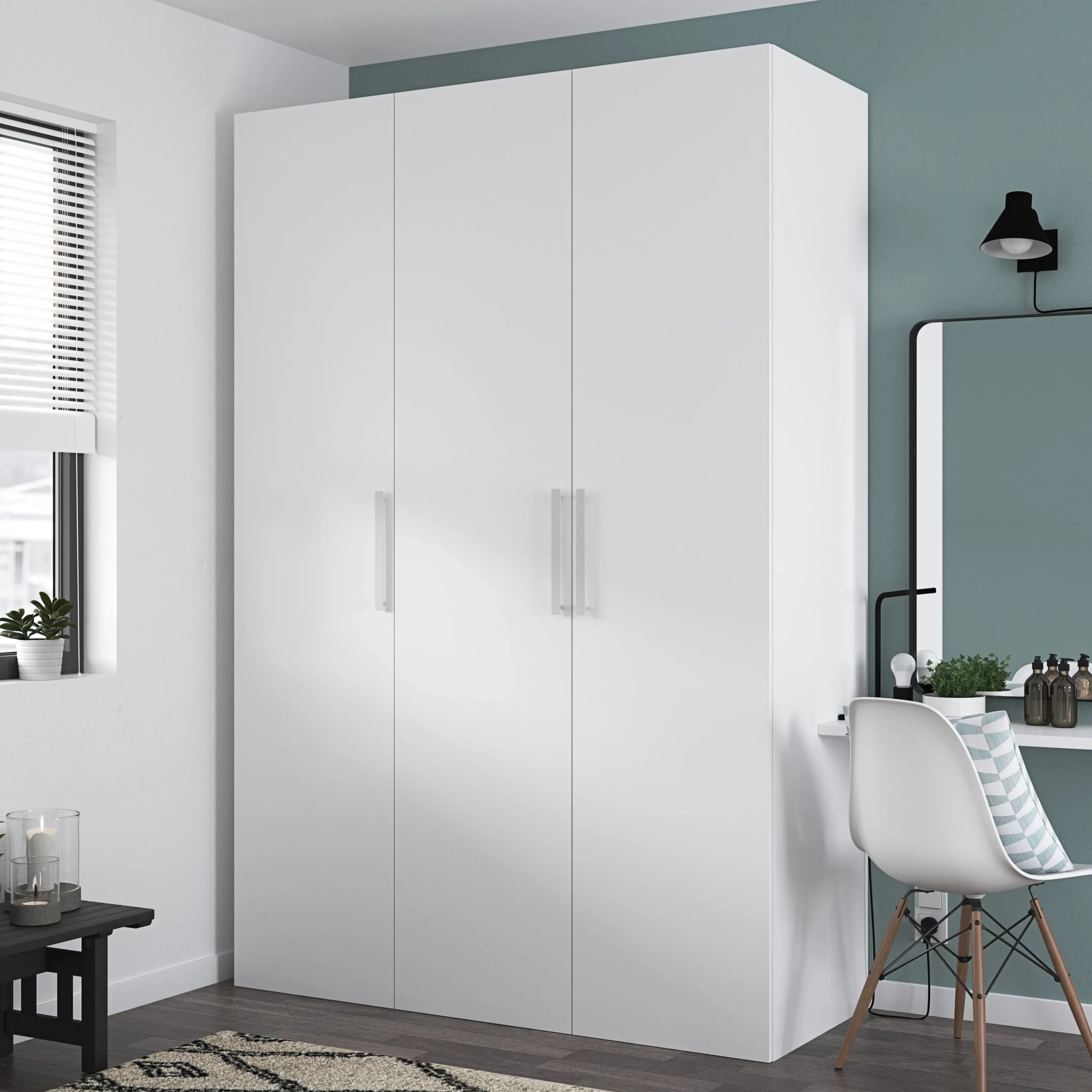 GoodHome Atomia Freestanding Matt White 3 Door Triple Wardrobe (H)2250mm (W)1500mm (D)580mm 6 GoodHome Atomia Freestanding Matt White 3 Door Triple Wardrobe (H)2250mm (W)1500mm (D)580mm - Image 4