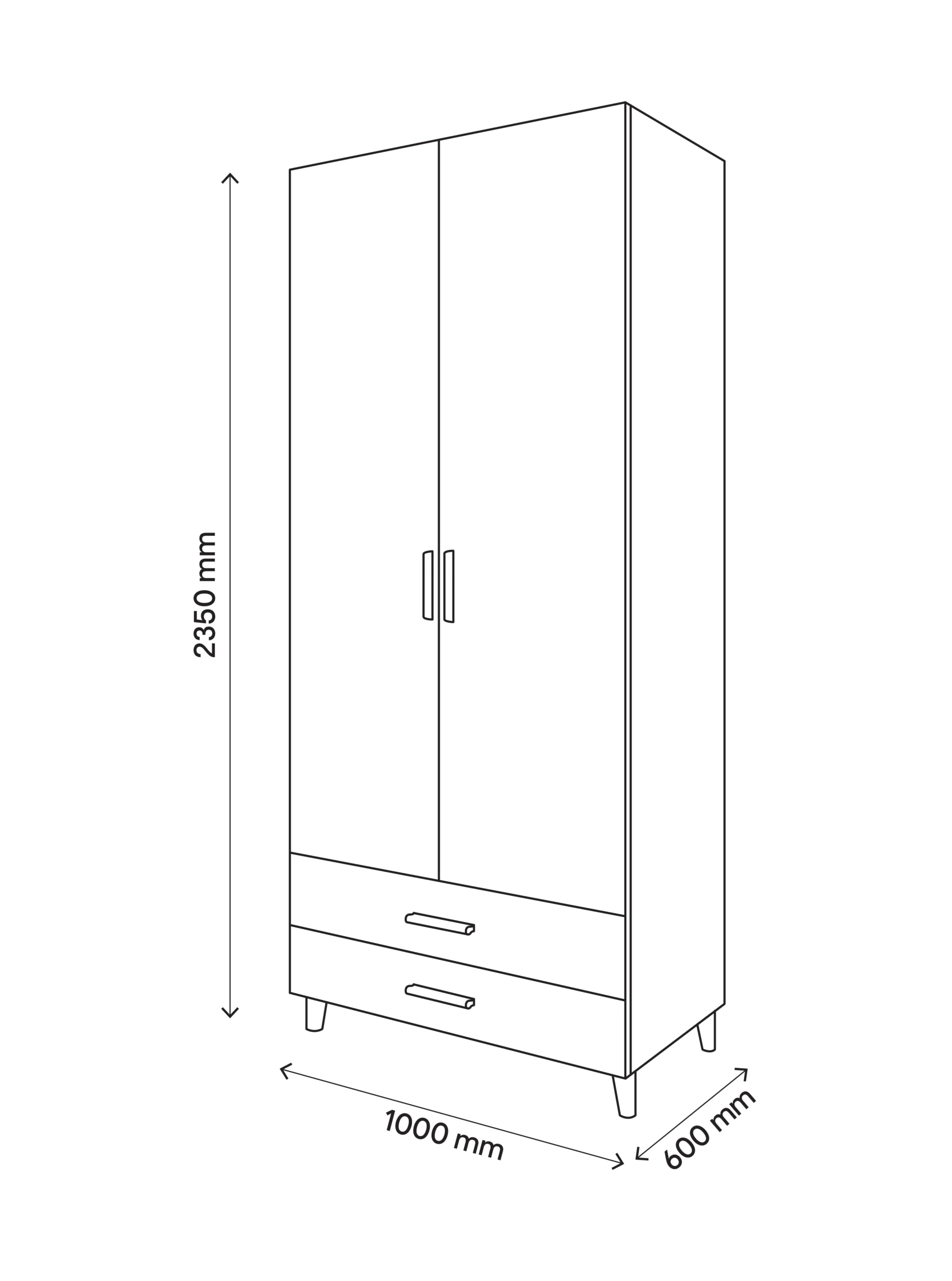 GoodHome Atomia Freestanding Matt White Oak Effect 2 Door Medium Wardrobe (H)2250mm (W)1000mm (D)580mm 7 GoodHome Atomia Freestanding Matt White Oak Effect 2 Door Medium Wardrobe (H)2250mm (W)1000mm (D)580mm - Image 5