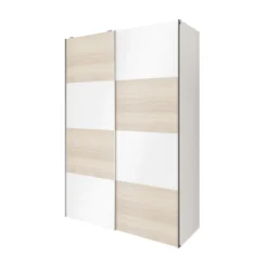 GoodHome Atomia Freestanding Matt White Oak Effect Medium Double Sliding Door Wardrobe (H)2250mm (W)1500mm (D)635mm -Trade point goodhome atomia freestanding matt white oak effect medium double sliding door wardrobe h 2250mm w 1500mm d 635mm5059340101880 22c