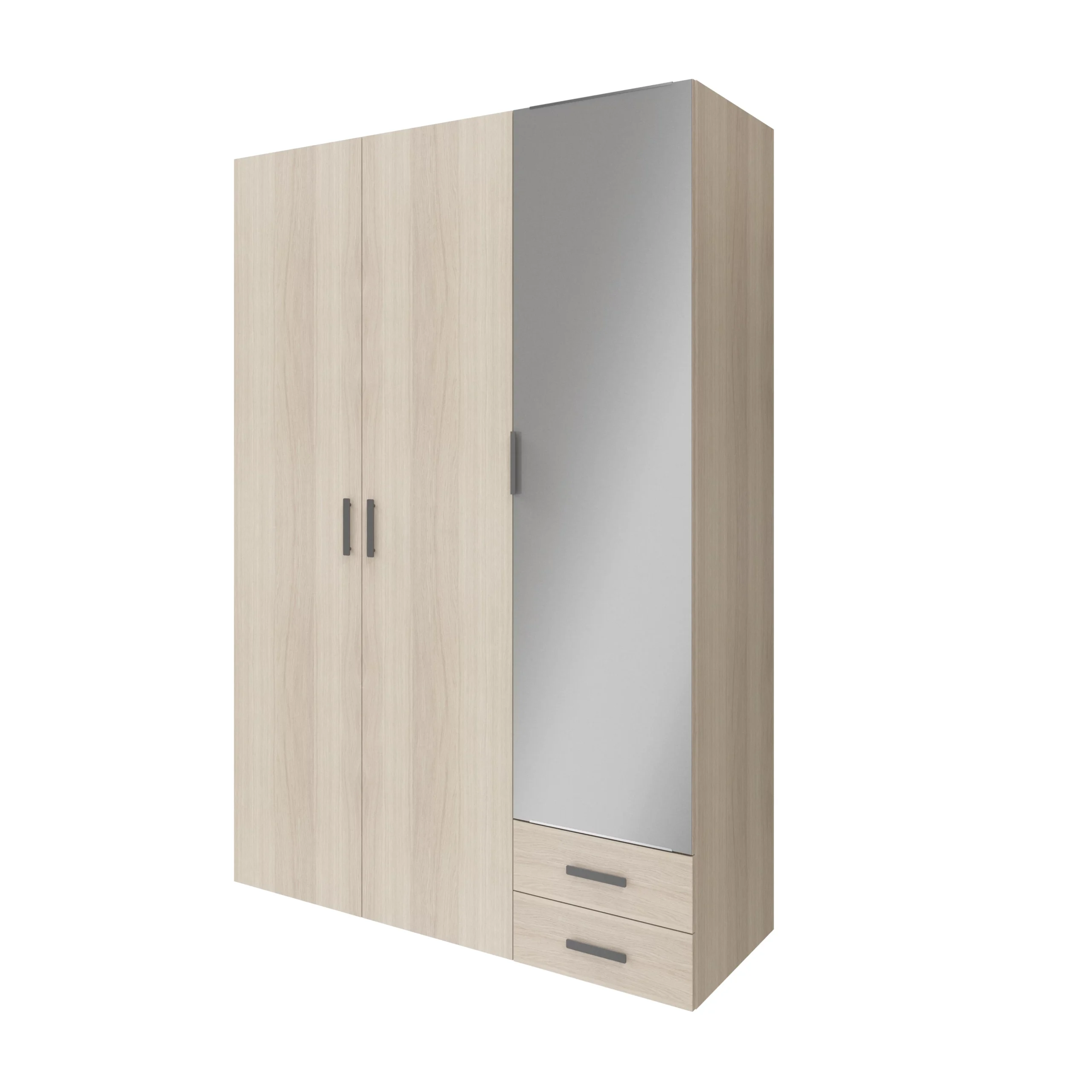 GoodHome Atomia Freestanding Mirrored Matt Oak Effect 3 Door 2 Drawer Large Triple Wardrobe (H)2250mm (W)1500mm (D)580mm 4 GoodHome Atomia Freestanding Mirrored Matt Oak Effect 3 Door 2 Drawer Large Triple Wardrobe (H)2250mm (W)1500mm (D)580mm - Image 2