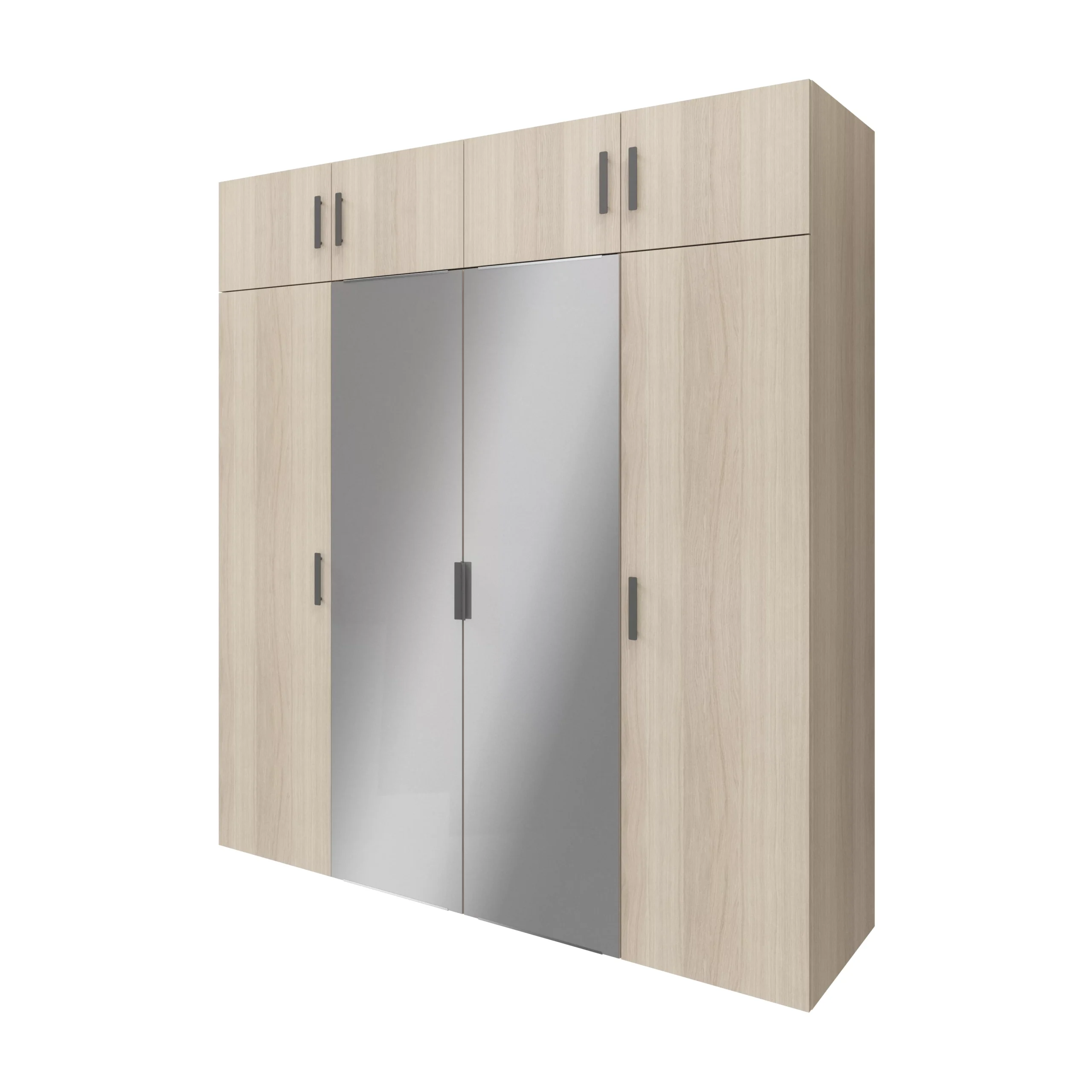 GoodHome Atomia Freestanding Mirrored Matt Oak Effect 8 Door Large Wardrobe (H)2250mm (W)1000mm (D)580mm 4 GoodHome Atomia Freestanding Mirrored Matt Oak Effect 8 Door Large Wardrobe (H)2250mm (W)1000mm (D)580mm - Image 2