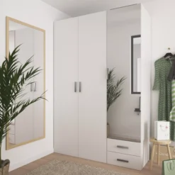 GoodHome Atomia Freestanding Mirrored Matt White 3 Door 2 Drawer Large Triple Wardrobe (H)2250mm (W)1000mm (D)580mm 13 GoodHome Atomia Freestanding Mirrored Matt White 3 Door 2 Drawer Large Triple Wardrobe (H)2250mm (W)1000mm (D)580mm -Trade point goodhome atomia freestanding mirrored matt white 3 door 2 drawer large triple wardrobe h 2250mm w 1000mm d 580mm5059340102740 01i