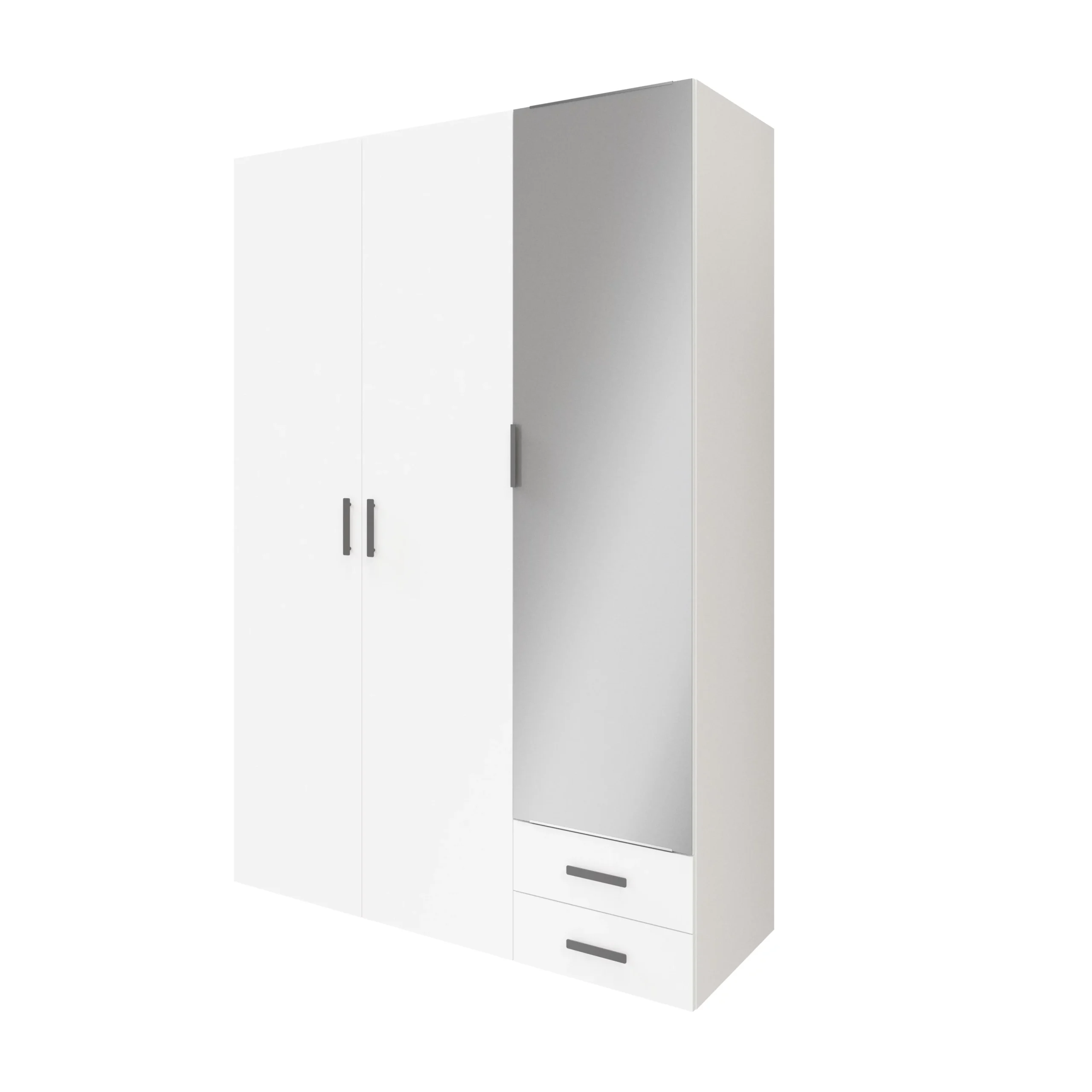 GoodHome Atomia Freestanding Mirrored Matt White 3 Door 2 Drawer Large Triple Wardrobe (H)2250mm (W)1000mm (D)580mm 4 GoodHome Atomia Freestanding Mirrored Matt White 3 Door 2 Drawer Large Triple Wardrobe (H)2250mm (W)1000mm (D)580mm - Image 2