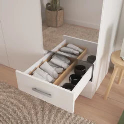 GoodHome Atomia Freestanding Mirrored Matt White 3 Door 2 Drawer Large Triple Wardrobe (H)2250mm (W)1000mm (D)580mm 15 GoodHome Atomia Freestanding Mirrored Matt White 3 Door 2 Drawer Large Triple Wardrobe (H)2250mm (W)1000mm (D)580mm -Trade point goodhome atomia freestanding mirrored matt white 3 door 2 drawer large triple wardrobe h 2250mm w 1000mm d 580mm5059340102740 37i